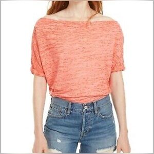 We The Free Womens XS Red Lotus Washed Out Astrid Convertible Neck T-shirt Top